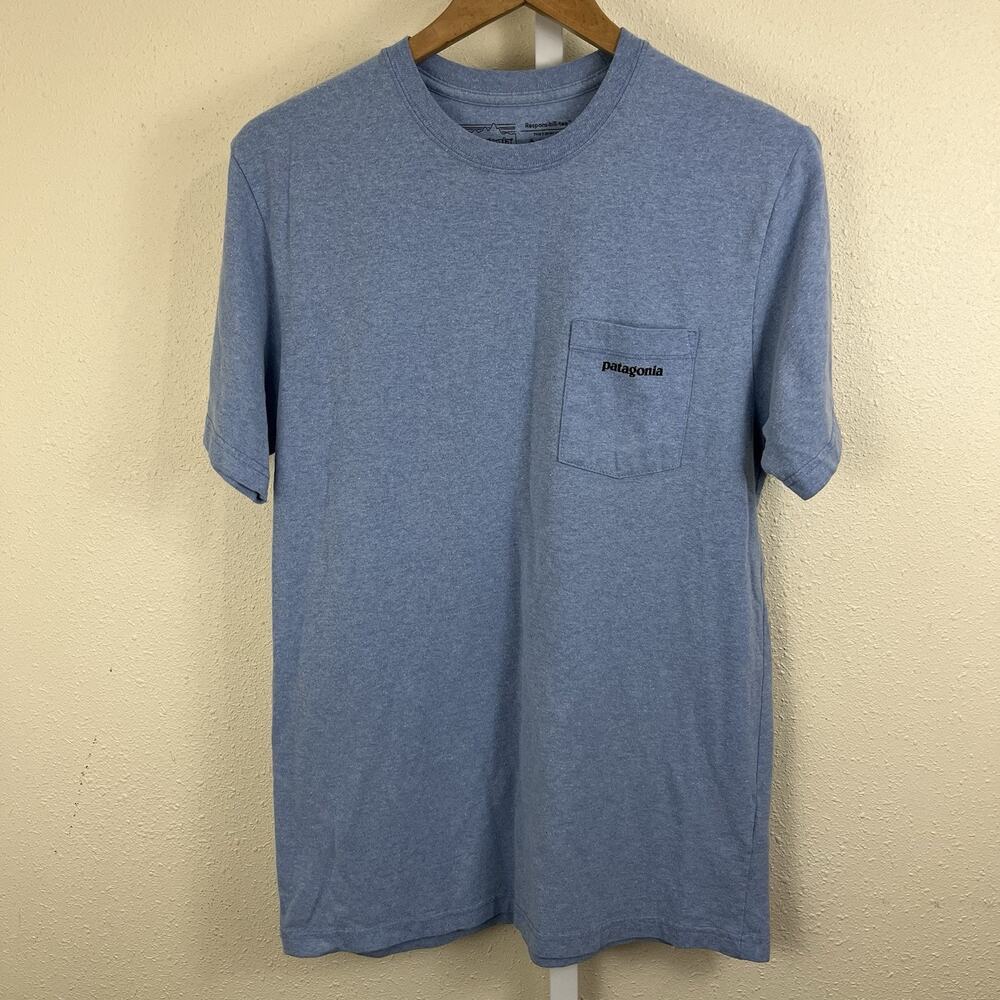 Patagonia P-6 Pocket Responsibili-Tee Men’s M Medium Blue Recycled - Picture 3 of 6